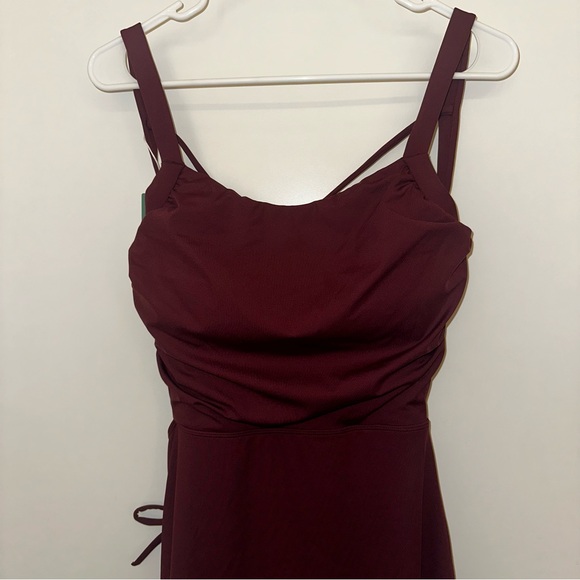 NWT Halara Ruched Backless Crisscross Lace Up Split Bodycon Midi Casual Dress - Picture 5 of 7